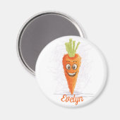 Aimant Drôle dessin de carottes orange avec réfrigérateur (Recto/Verso)