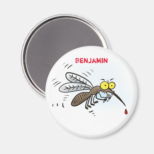 Aimant Drôle dessin d'insecte moustique (Recto/Verso)