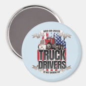 Aimant Drôle Dieu Créé Conducteurs de Camion Drapeau Amér (Recto/Verso)