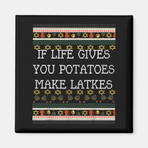 Aimant Drôle Faire Latkes Dreidel Hanukkah Nourriture Men