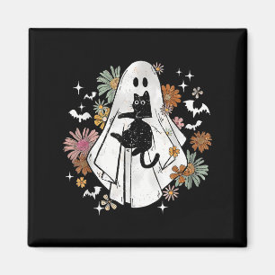 Aimant Drôle Fantôme Holding Chat Noir Halloween Fantôme