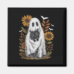 Aimant Drôle Fantôme Holding Chat Noir Halloween Fantôme
