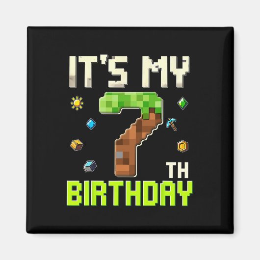 Aimant Drôle garçon d'anniversaire C'est mon 7ème anniver (Devant)