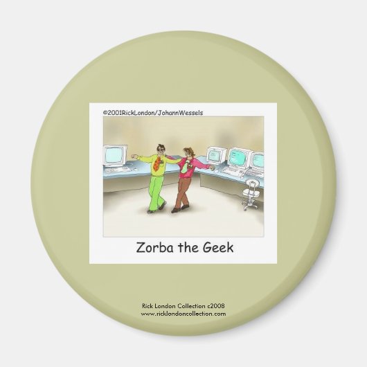 Aimant Drôle Geek d'ordinateur sur le bouton de nouveauté (Devant)