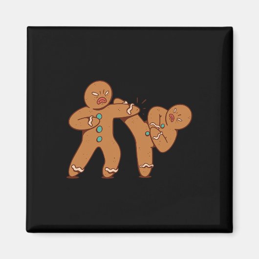 Aimant Drôle Gingerbread Man Karate Cookie Drôle Christma (Devant)