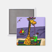 Aimant Drôle Giraffe au Beach Art (Recto/Verso)
