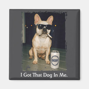 Aimant Drôle Got Chien Bouledogue Français Fumant