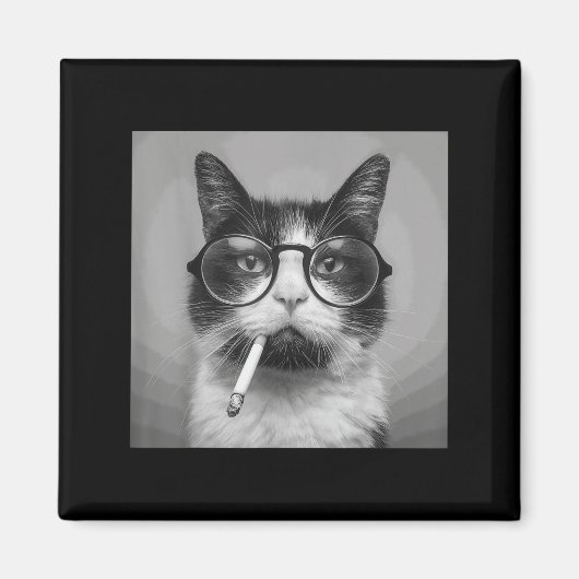 Aimant Drôle Graphisme Chat Fumer Adulte Amusant (Devant)