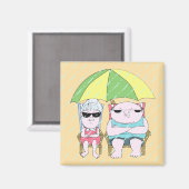 Aimant Drôle Grumpy Couple à la plage en Art de la pluie (Recto/Verso)