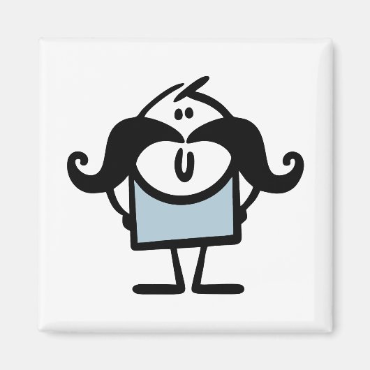 Aimant Drôle homme bâton avec moustaches (Devant)
