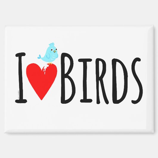 Aimant Drôle J'adore les oiseaux (Recto)