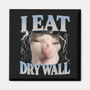 Aimant Drôle Je Mange Mur Sec Mème Chat Idiot Hommes Femm