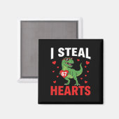 Aimant Drôle Je vole des cœurs 67 Saint-Valentin Dinosaur (Recto/Verso)