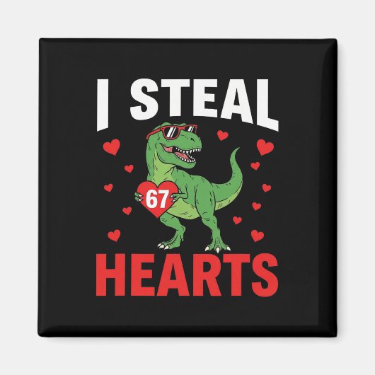 Aimant Drôle Je vole des cœurs 67 Saint-Valentin Dinosaur (Devant)