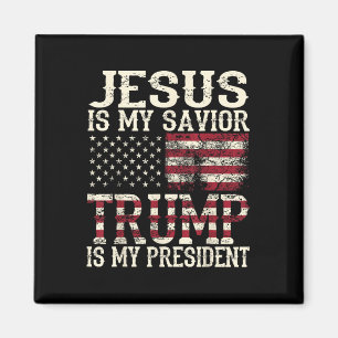 Aimant Drôle Jésus Américain Est Mon Sauveur Trump Est Mo