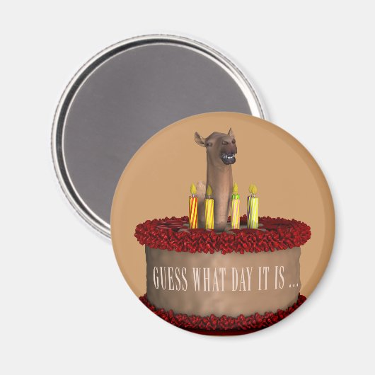 Aimant Drôle Joyeux chameau d'anniversaire (Recto/Verso)