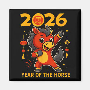 Aimant Drôle Kawaii Lunaire 2026 Année du Cheval Chinois