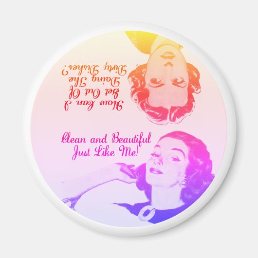 Aimant Drôle Lave-vaisselle Rétro Nettoyer Sale Reversibl (Devant)