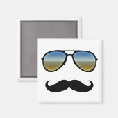 Aimant Drôle Lunettes de soleil Retro avec Moustache (Recto/Verso)