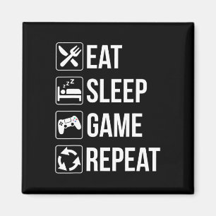 Aimant Drôle Mangez Le Jeu De Sommeil Répétition Pour Les