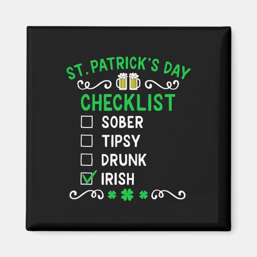 Aimant Drôle Mens Jour de la Saint Patrick ivre (Devant)