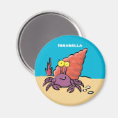 Aimant Drôle mignon caricature pourpre crabe ermite (Recto/Verso)
