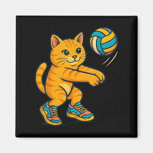 Aimant Drôle mignon Chat Volleyball Joueur Fan Tee Traine