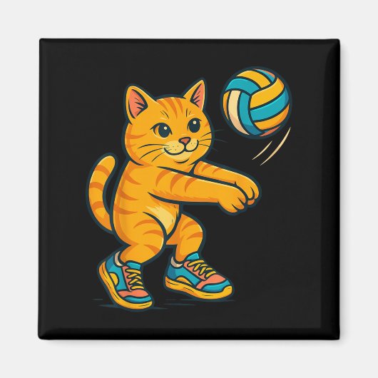 Aimant Drôle mignon Chat Volleyball Joueur Fan Tee Traine (Devant)