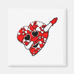 Aimant Drôle Mignon Dabbing Cœurs Rouges Blancs Saint-Val