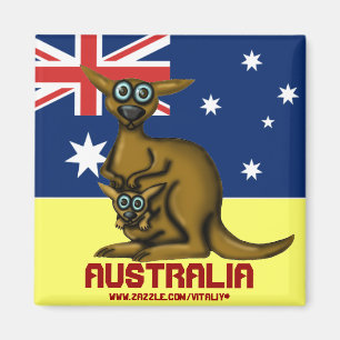 Aimant drôle mignon de l'Australie de kangourou