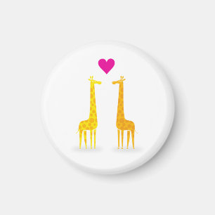 Aimant Drôle _ Mignonne Giraffes Couple en Amour (Coeur)