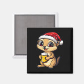 Aimant Drôle Noël Meerkat Avec Bière Comic (Recto/Verso)