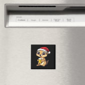 Aimant Drôle Noël Meerkat Avec Bière Comic (In Situ (Lave-vaisselle))