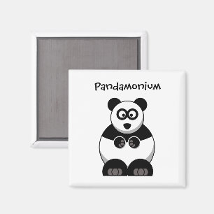 Aimant Drôle Pandamonium Panda Cartoon, Mignonne Pun Stre