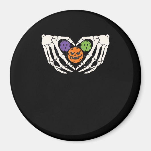 Aimant Drôle Pickle Halloween Squelette Mains Coeur Pumpk (Devant)