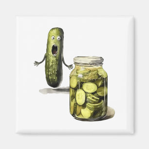 Aimant Drôle Pickle Surprend Un Concombre Et Un Bocal De