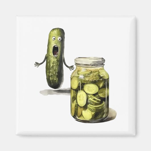 Aimant Drôle Pickle Surprend Un Concombre Et Un Bocal De  (Devant)
