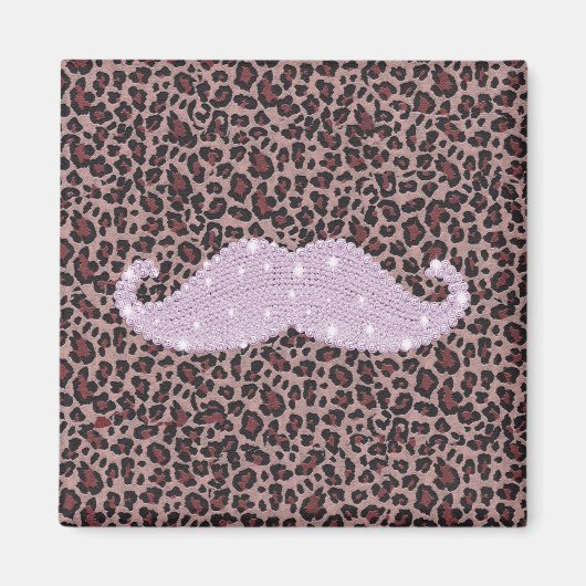 Aimant Drôle Pink Bling Moustache Et Motif Poster de anim (Devant)