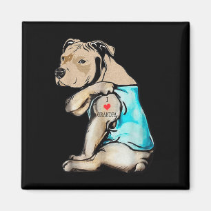 Aimant Drôle Pitbull Chien J'aime grand-père tatouage drô