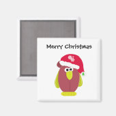 Aimant Drôle poulet de Noël dans un chapeau de Père Noël (Recto/Verso)