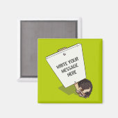 Aimant Drôle protestant avec Hérisson en dessin de placar (Recto/Verso)