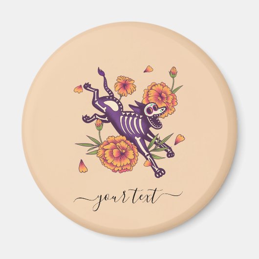 Aimant Drôle Purple Skeleton Chien Le Jour De La Mort Tex (Devant)