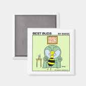 Aimant Drôle Relaxant Bee Best Buds Jardinage Dessin (Recto/Verso)