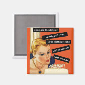 Aimant Drôle Retro Carte d'anniversaire soufflant des bou (Recto/Verso)