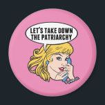 Aimant Drôle Rétro Feminist Pop Art Girl rose Politique<br><div class="desc">Retirons l'aimant du patriarcat. Un design féministe pop art rétro pour une femme forte et pro-choix qui vote pour le leadership féminin dans notre pays. Défendez-vous pour les droits des femmes et l'autonomisation des femmes avec ce dessin humoristique cool qui présente une jolie dirigeante blonde préparant une marche des femmes...</div>