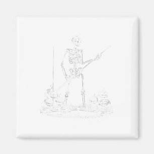 Aimant Drôle Skeleton Billard Joueur Halloween Hommes Fem