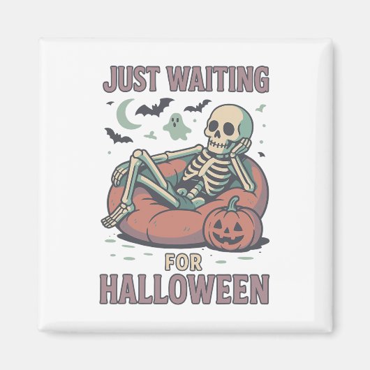 Aimant Drôle Skeleton Éffrayant Summerween En Attendant H (Devant)