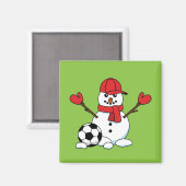 Aimant Drôle Snowman avec balle de football (Recto/Verso)