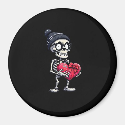 Aimant Drôle Squelette Hommes Femmes Squelette Coeur Vale (Devant)