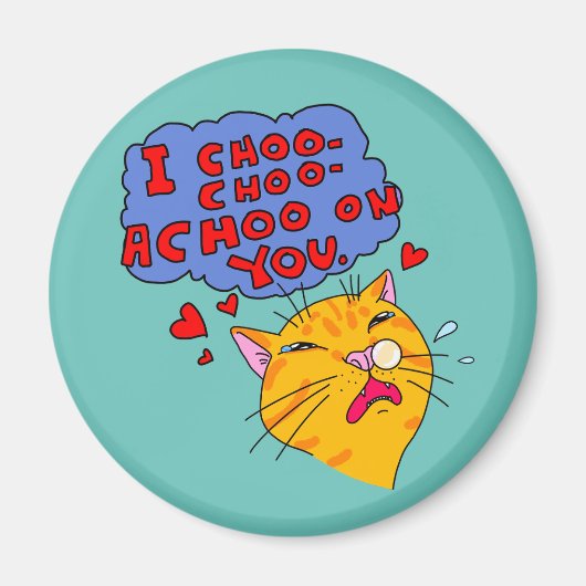 Aimant Drôle Style Cartoon Orange Chat Love (Devant)